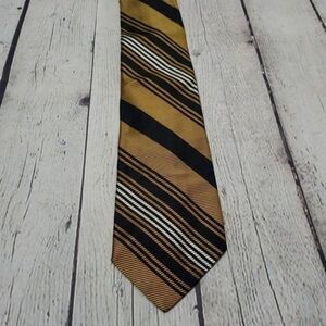 Vintage 60's 70's Gold Black Striped Neck Tie